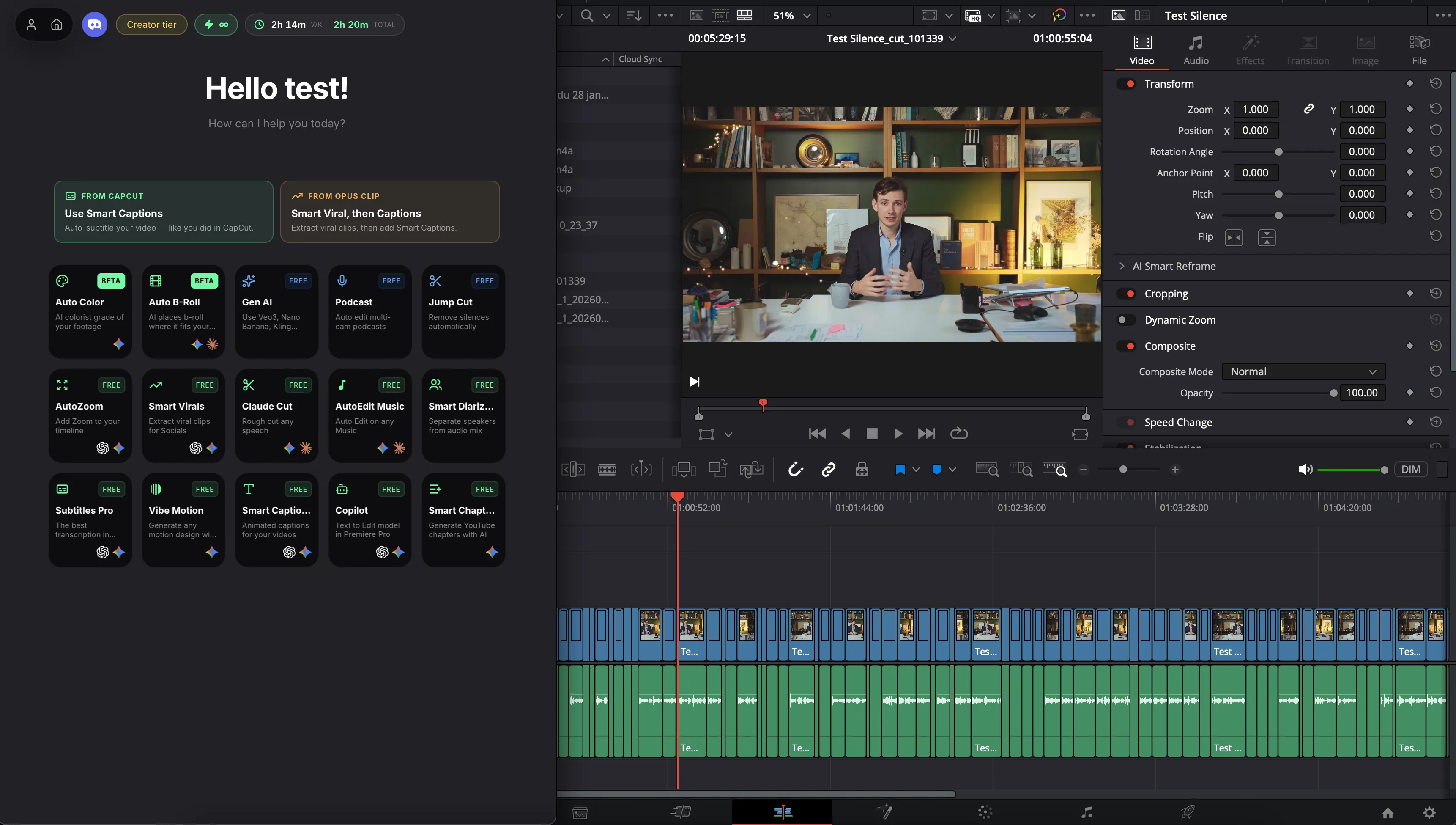 DavinciClaude — AI plugin native to DaVinci Resolve