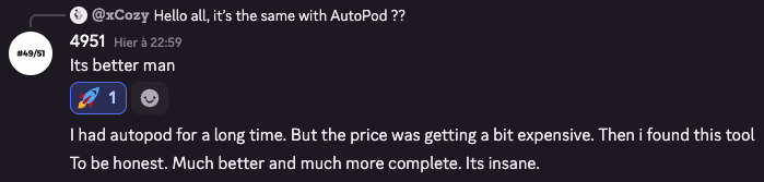 DavinciClaude user testimonial from the Discord community
