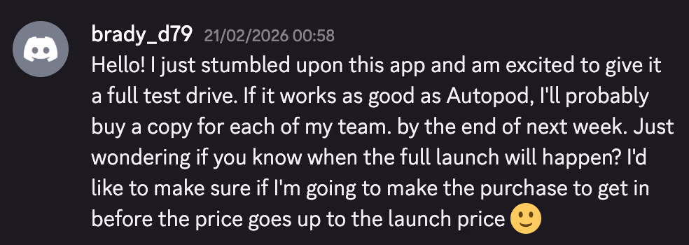 DavinciClaude user testimonial from the Discord community